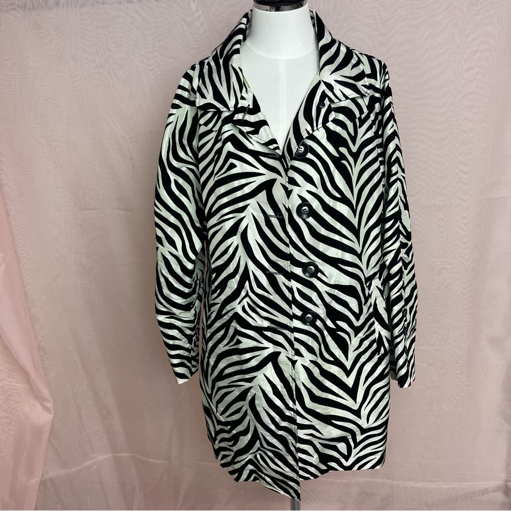 UBU flocked zebra print button down jacket